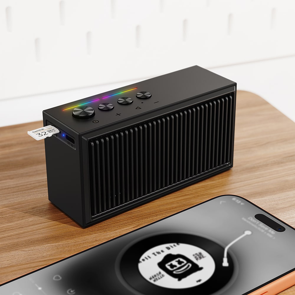 Acefast - Φορητό Ασύρματο Ηχείο (K9 Go) - TWS, TF, Bluetooth 6.0, Κλήσεις Hands-Free HFP, RGB, 1200mAh, IPX4 - Μαύρο - Image 5