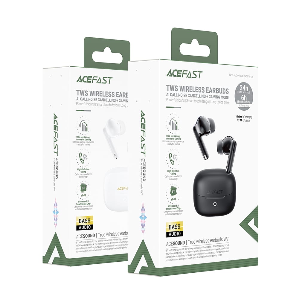 Acefast - Ασύρματα ακουστικά (W7) - Ενδώτια σχεδίαση, TWS, Ακύρωση θορύβου κλήσεων με τεχνητή νοημοσύνη, Λειτουργία παιχνιδιού, BT6.0 - Μαύρο - Image 7