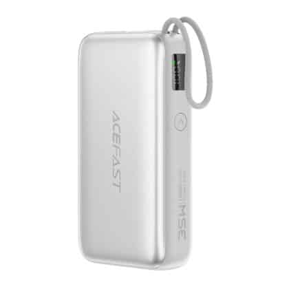 Acefast - Power Bank (M32) - με τηλεσκοπικό καλώδιο, Type-C, γρήγορη φόρτιση, PD35W, 10000mAh - Ασημί