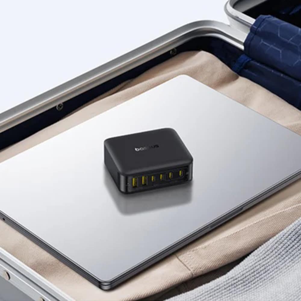 Baseus - Φορτιστής τοίχου EnerFill FH21 (E0120T00) - 4x Type-C, 2x USB, 120W, Τεχνολογία GaN, 1.5m - Μαύρο - Image 4