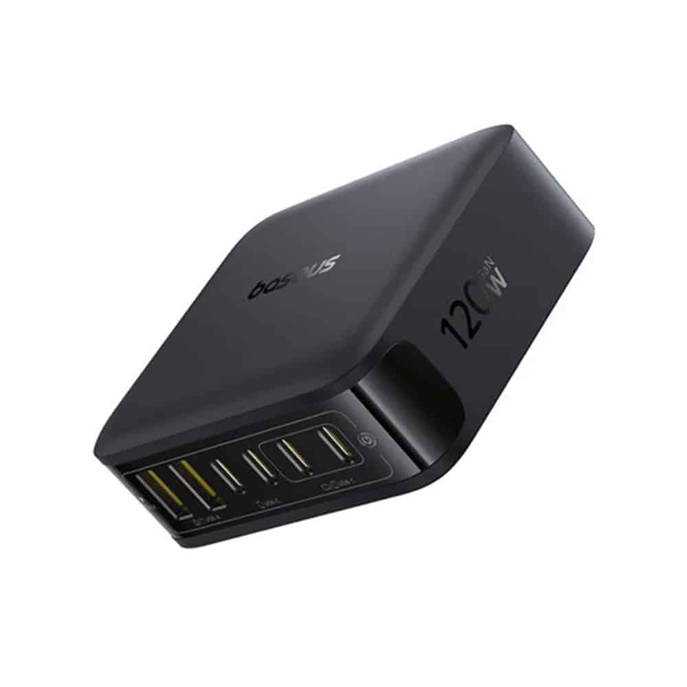 Baseus - Φορτιστής τοίχου EnerFill FH21 (E0120T00) - 4x Type-C, 2x USB, 120W, Τεχνολογία GaN, 1.5m - Μαύρο - Image 2