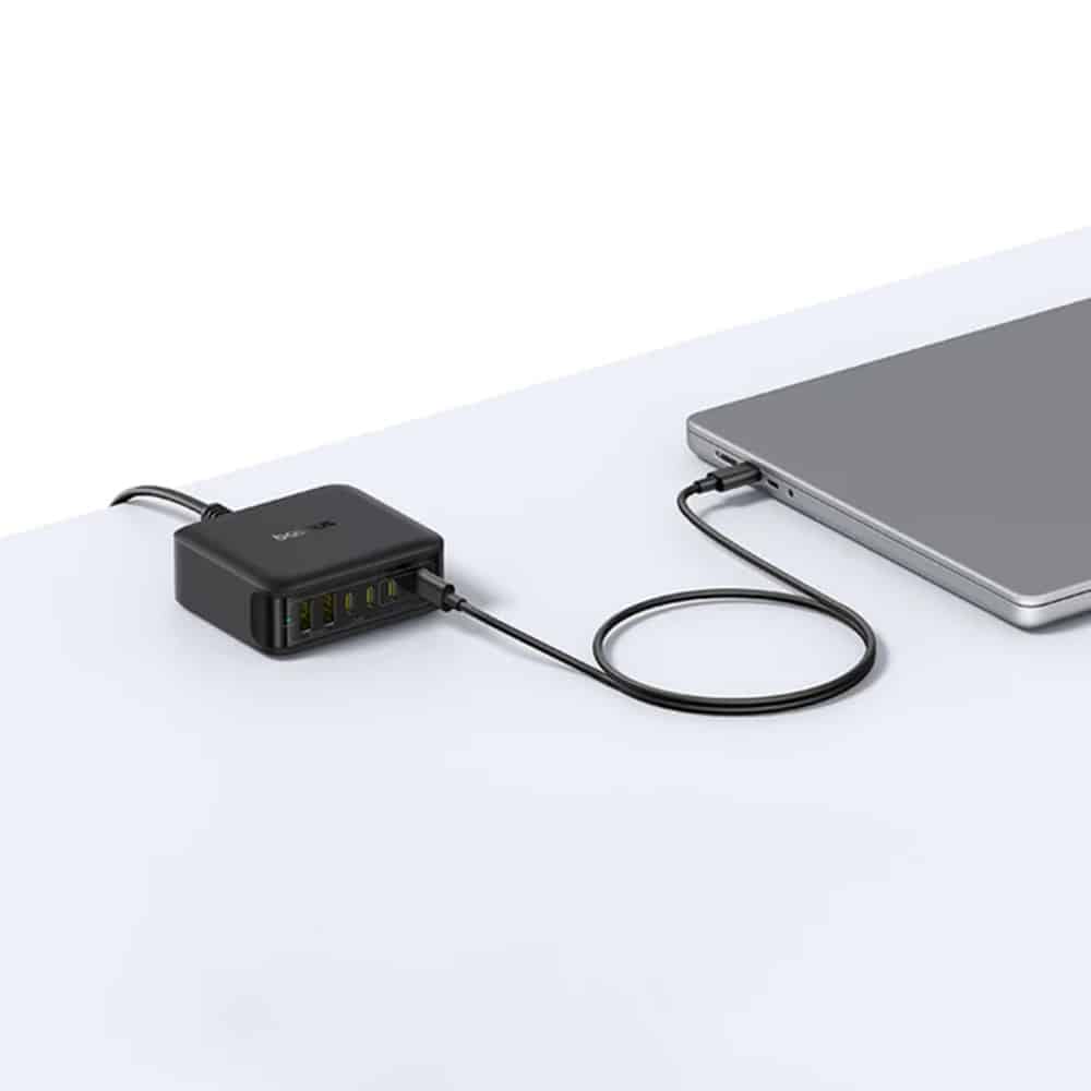 Baseus - Φορτιστής τοίχου EnerFill FH21 (E0120T00) - 4x Type-C, 2x USB, 120W, Τεχνολογία GaN, 1.5m - Μαύρο - Image 5