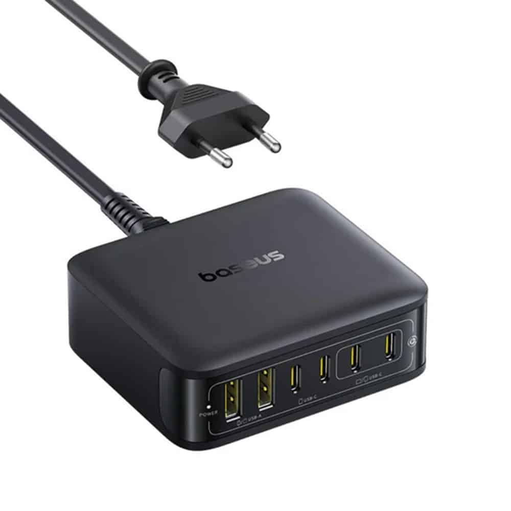Baseus - Φορτιστής τοίχου EnerFill FH21 (E0120T00) - 4x Type-C, 2x USB, 120W, Τεχνολογία GaN, 1.5m - Μαύρο - Image 3