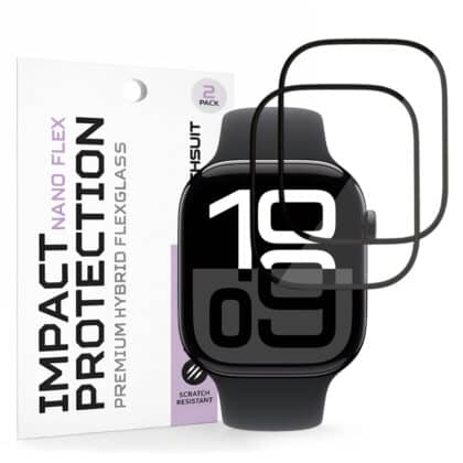 Techsuit - Nano Flex (συσκευασία 2 τεμαχίων) - Apple Watch 10 46mm / 11 46mm - Μαύρο