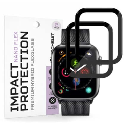 Techsuit - Nano Flex (συσκευασία 2 τεμαχίων) - Apple Watch 4 / 5 / 6 / SE / SE 2 / SE 3 44mm - Μαύρο