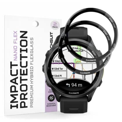Techsuit - Nano Flex (2 τεμάχια) - Garmin Forerunner 970 / Forerunner 570 47mm - Μαύρο