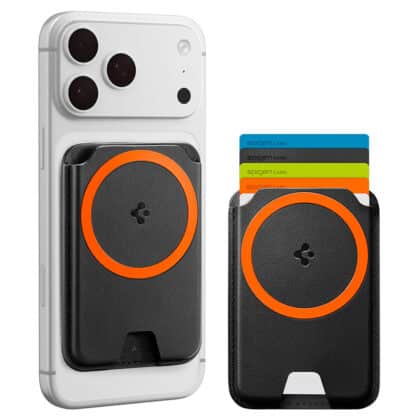 Spigen - Πορτοφόλι Valentinus MagFit+ (AFA11336) - για 5 κάρτες εύκολης πρόσβασης, μινιμαλιστική κατασκευή, δέρμα PU - μαύρο