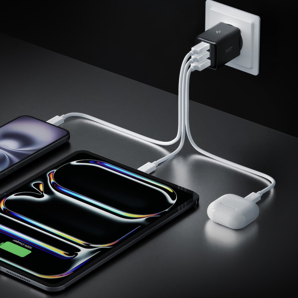 Spigen - Φορτιστής τοίχου Essential EE473EU (ACH09465) - USB, 2x Type-C, Γρήγορη φόρτιση, Quantum Boost, 47W - Μαύρο - Image 6