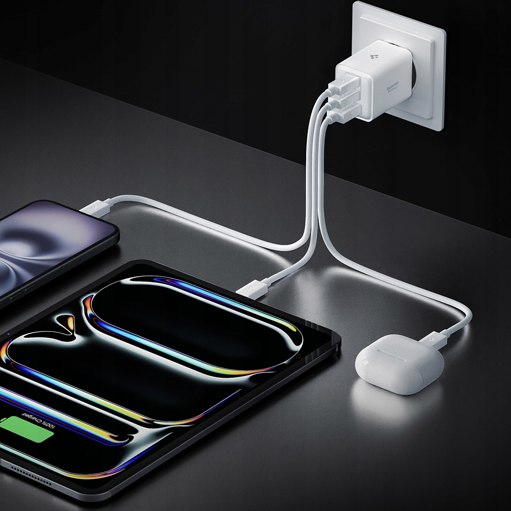 Spigen - Φορτιστής τοίχου Essential EE473EU (ACH09464) - USB, 2x Type-C, Γρήγορη φόρτιση, Quantum Boost, 47W - Λευκό - Image 5