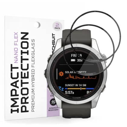 Techsuit - Nano Flex (2 τεμάχια) - Garmin Fenix 7S Pro Solar - Μαύρο