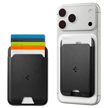 Spigen - Πορτοφόλι Valentinus MagFit (AFA11337) - για 5 κάρτες εύκολης πρόσβασης, μινιμαλιστική κατασκευή, δέρμα PU - μαύρο