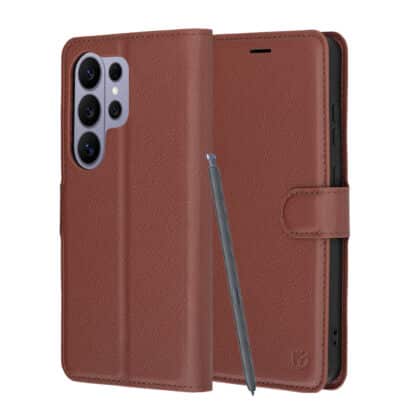 Techsuit Leather Folio - θήκη για Samsung Galaxy S26 Ultra - Καφέ