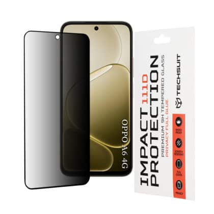 Techsuit - 111D Πλήρης Κόλλα Απορρήτου - Oppo A6 4G / A6x 4G / A6x 5G - Μαύρο