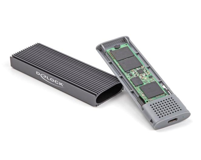 DELOCK θήκη για M.2 NVMe PCIe/SATA SSD 42019, tool free, 10Gbps, μαύρη - Image 2