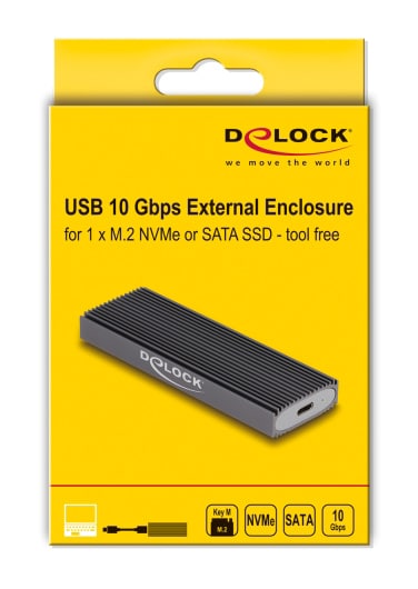 DELOCK θήκη για M.2 NVMe PCIe/SATA SSD 42019, tool free, 10Gbps, μαύρη - Image 9