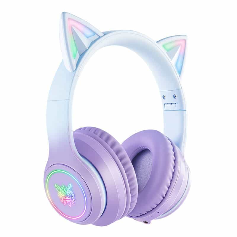 ONIKUMA Ασύρματα Ακουστικά Gaming B90 με Αυτιά Γάτας (Γαλάζιο/Μοβ) - Image 5