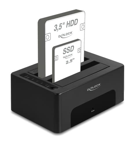 DELOCK docking station για 2.5" ή 3.5" SATA HDD/SSD 64187, 2 θέσεων, 5Gbps, clone/erase function, μαύρο - Image 2