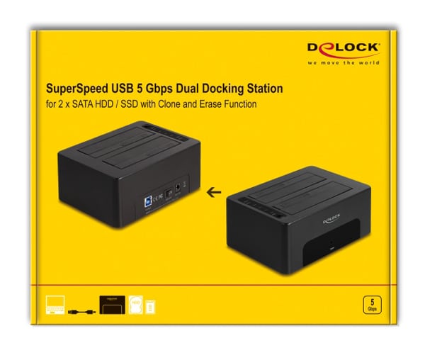 DELOCK docking station για 2.5" ή 3.5" SATA HDD/SSD 64187, 2 θέσεων, 5Gbps, clone/erase function, μαύρο - Image 6