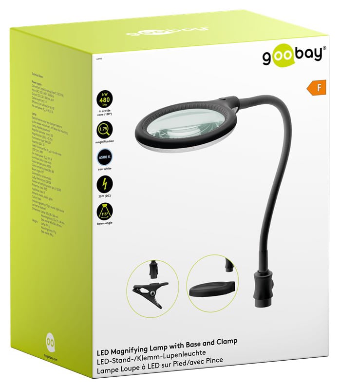GOOBAY μεγεθυντικός φακός 64990 με κλιπ & βάση, LED, 3 διόπτρες 1.75x - Image 10