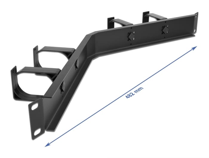 DELOCK cable management 66667, rack 19"/1U, 4x γάντζοι, γωνιακό, μαύρο - Image 3