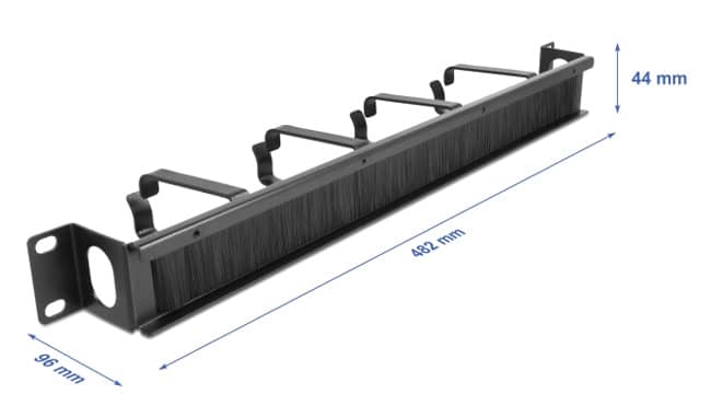 DELOCK cable management 67033, 19"/1U rack, 4x γάντζοι & βούρτσα, μαύρο - Image 2