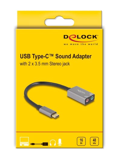 DELOCK εξωτερική κάρτα ήχου 67071, 2x 3.5mm, USB-C σύνδεση, γκρι - Image 3