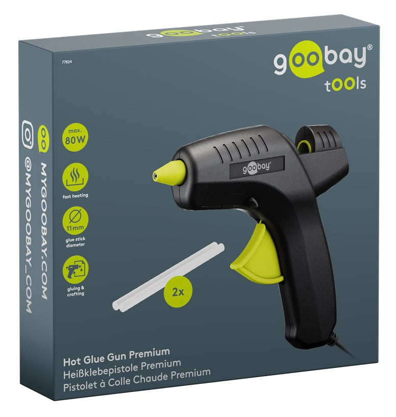 GOOBAY πιστόλι θερμοκόλλησης σιλικόνης 77824 με 2x ράβδους σιλικόνης 11mm, 80W, μαύρο - Image 9
