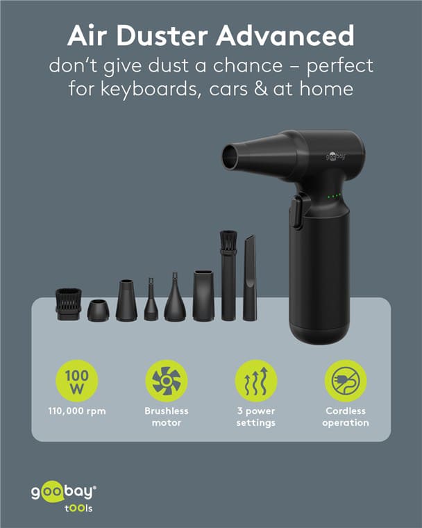 GOOBAY ηλεκτρικό air duster 77830, 100W, 6000mAh, μαύρο - Image 3