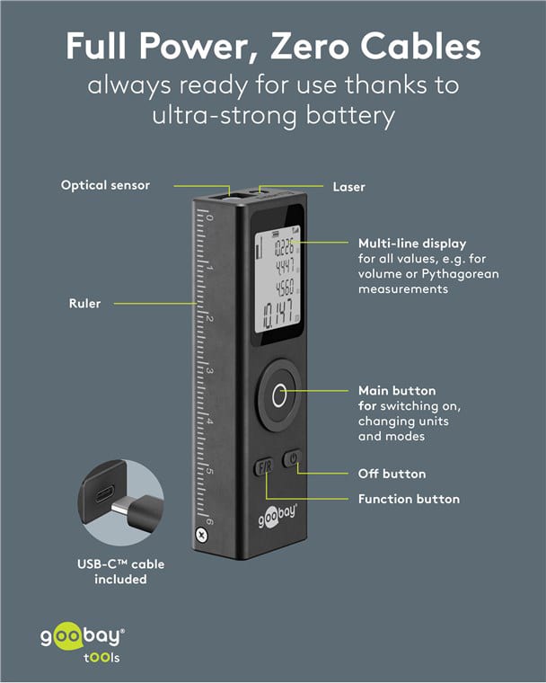 GOOBAY laser μετρητής απόστασης 77834, επαναφορτιζόμενος, έως 30m - Image 5