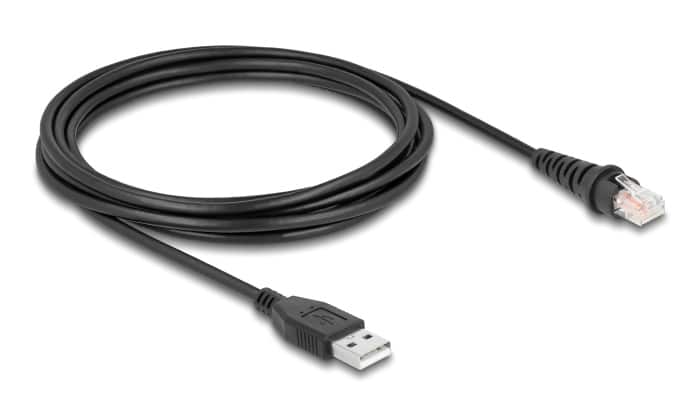 DELOCK καλώδιο USB σε RJ50 90612 για barcode scanner, 3m, μαύρο - Image 2