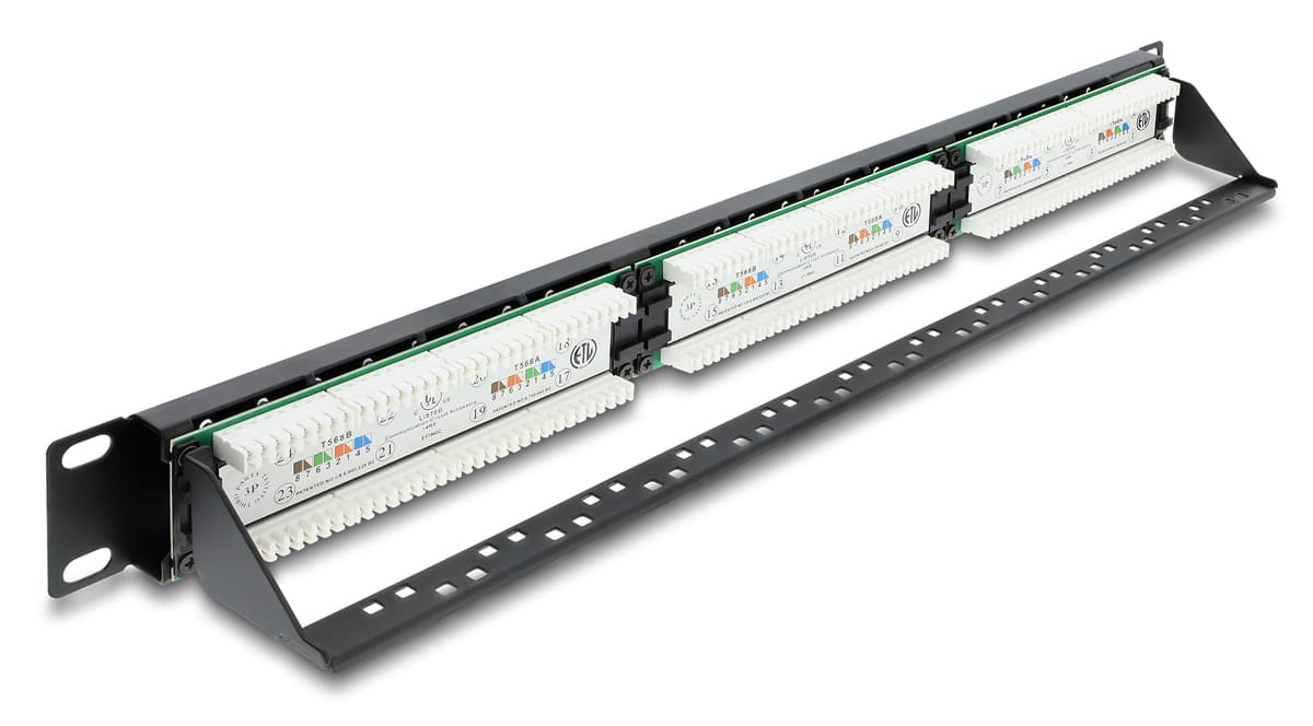 DELOCK patch panel 91087 για rack 19", 1U, 24 θυρών, CAT 6 UTP, με LED, μαύρο - Image 2
