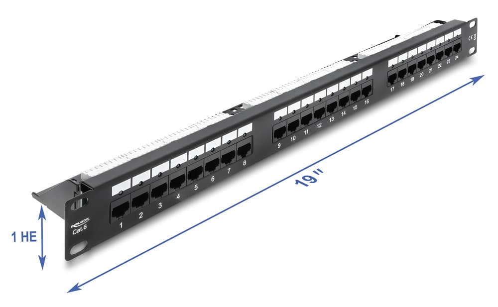 DELOCK patch panel 91087 για rack 19", 1U, 24 θυρών, CAT 6 UTP, με LED, μαύρο - Image 4