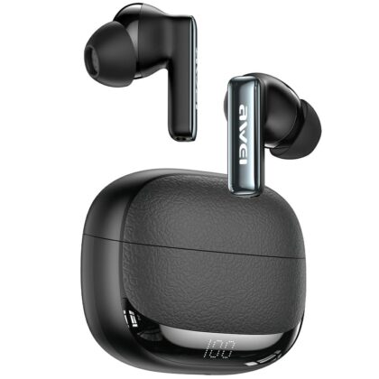 Ασύρματα ακουστικά AWEI TA19 ANC Bluetooth 6.0 TWS + βάση σύνδεσης, μαύρο