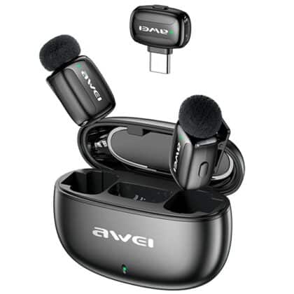 Ασύρματο μικρόφωνο AWEI MK5 Duo Ai-Voice, μαύρο