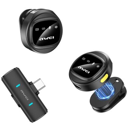Ασύρματο μικρόφωνο AWEI MK3 Duo, μαύρο