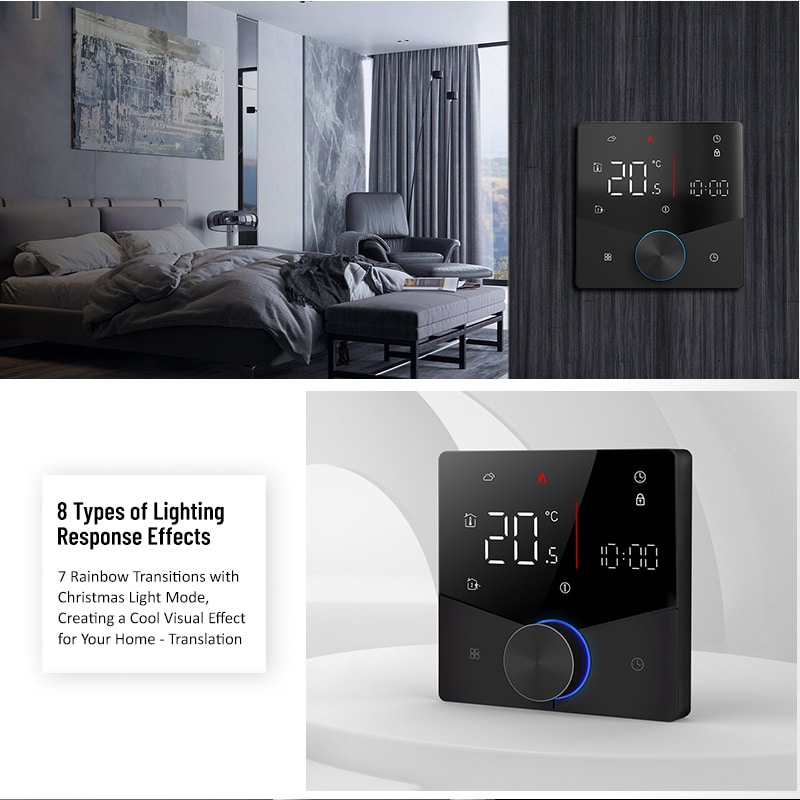 Smart θερμοστάτης αερίου BHT-009GCLW, WiFi, χωνευτός, μαύρος - Image 4