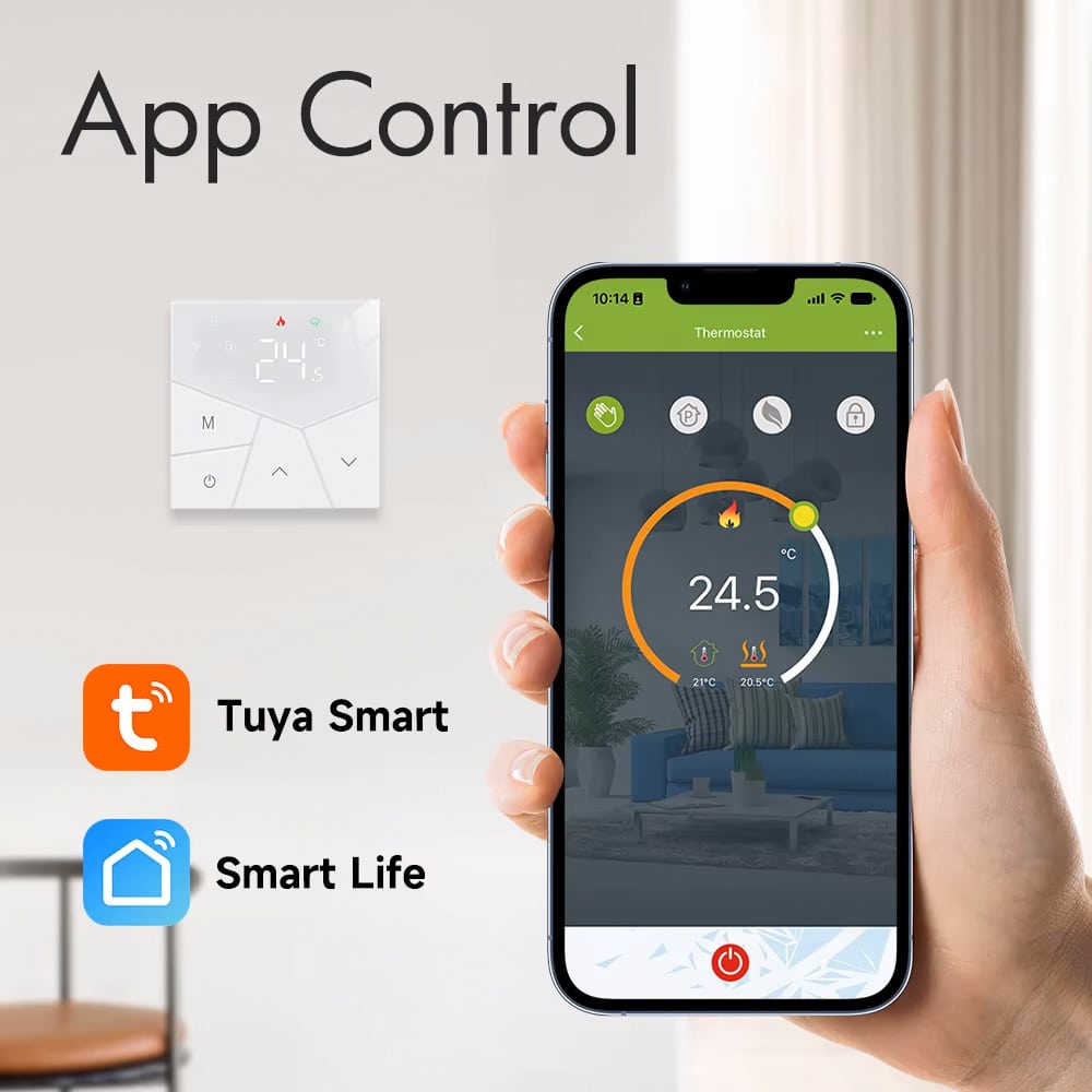 Smart θερμοστάτης πετρελαίου BHT-15GBLW, WiFi, χωνευτός, λευκός - Image 2