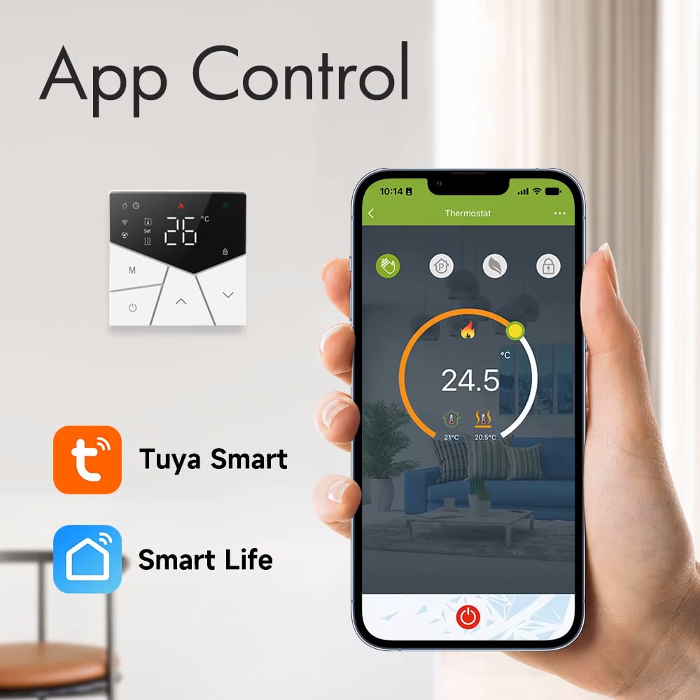 Smart θερμοστάτης πετρελαίου BHT-15GBLW, WiFi, χωνευτός, μαύρος - Image 2