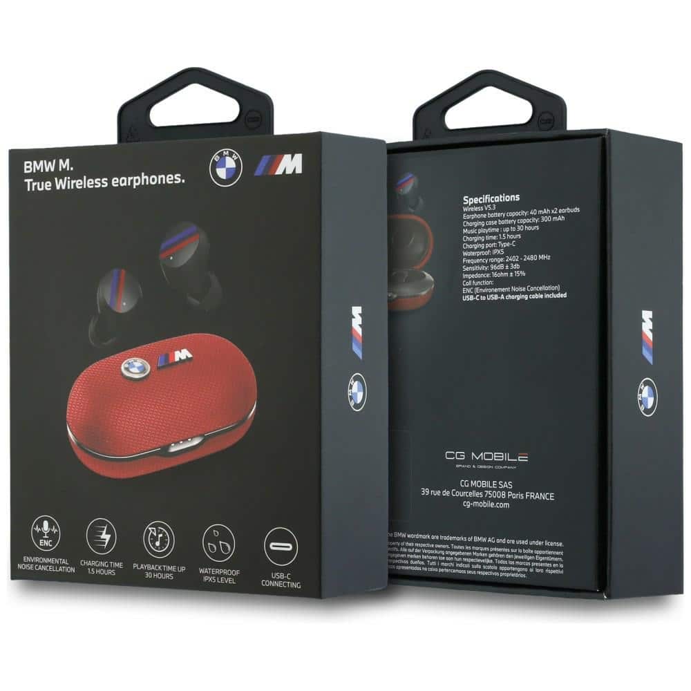 Ακουστικά Bluetooth TWS BMW Μεταλλικό λογότυπο ENC κόκκινο - Image 6