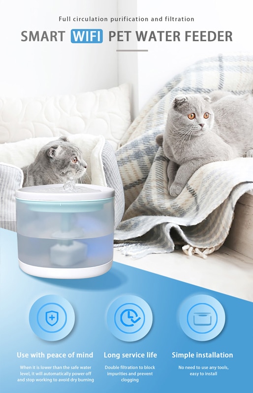 BRUNO smart ποτίστρα για κατοικίδια BRN-0150 αυτόματη, WiFi, 2.5L, λευκή - Image 2