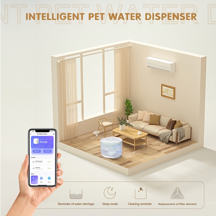 BRUNO smart ποτίστρα για κατοικίδια BRN-0150 αυτόματη, WiFi, 2.5L, λευκή - Image 3