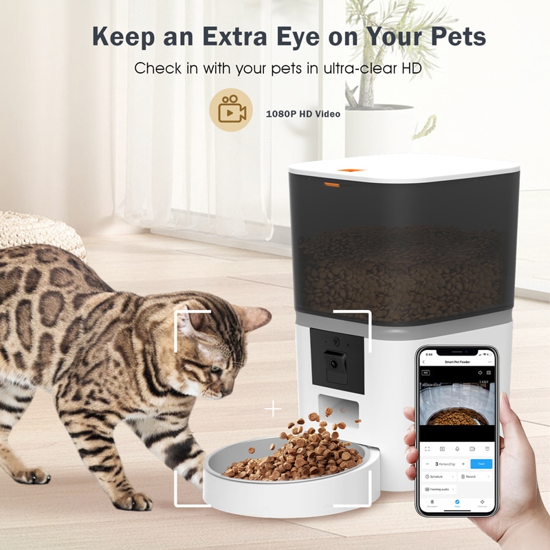 BRUNO smart ταΐστρα κατοικίδιων BRN-0237, κάμερα 2MP με night vision, 6L, WiFi, λευκή - Image 2