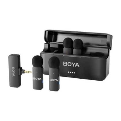 BOYA Ασύρματο Μικρόφωνο BY-V4 2.4GHz με 4 πομπούς και 1 δέκτη (υποδοχή 3.5mm) Μαύρο EU