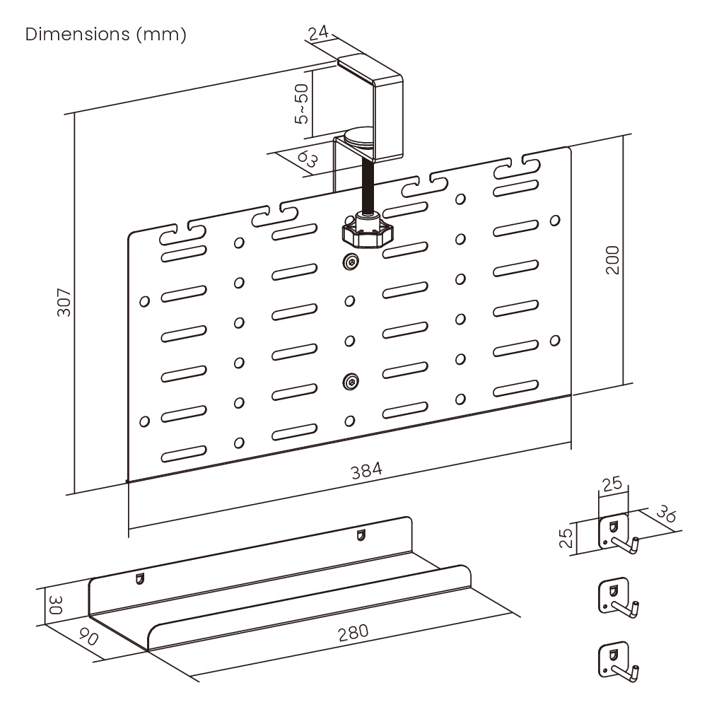 BRATECK cable management γραφείου CC11-20-1, μεταλλικό, 384x63x307mm, μαύρο - Image 9