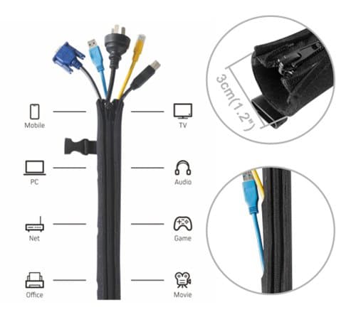 BRATECK κάλυμμα καλωδίων τύπου Flex Wrap CC15-1, με φερμουάρ, Φ30cm x1m - Image 4