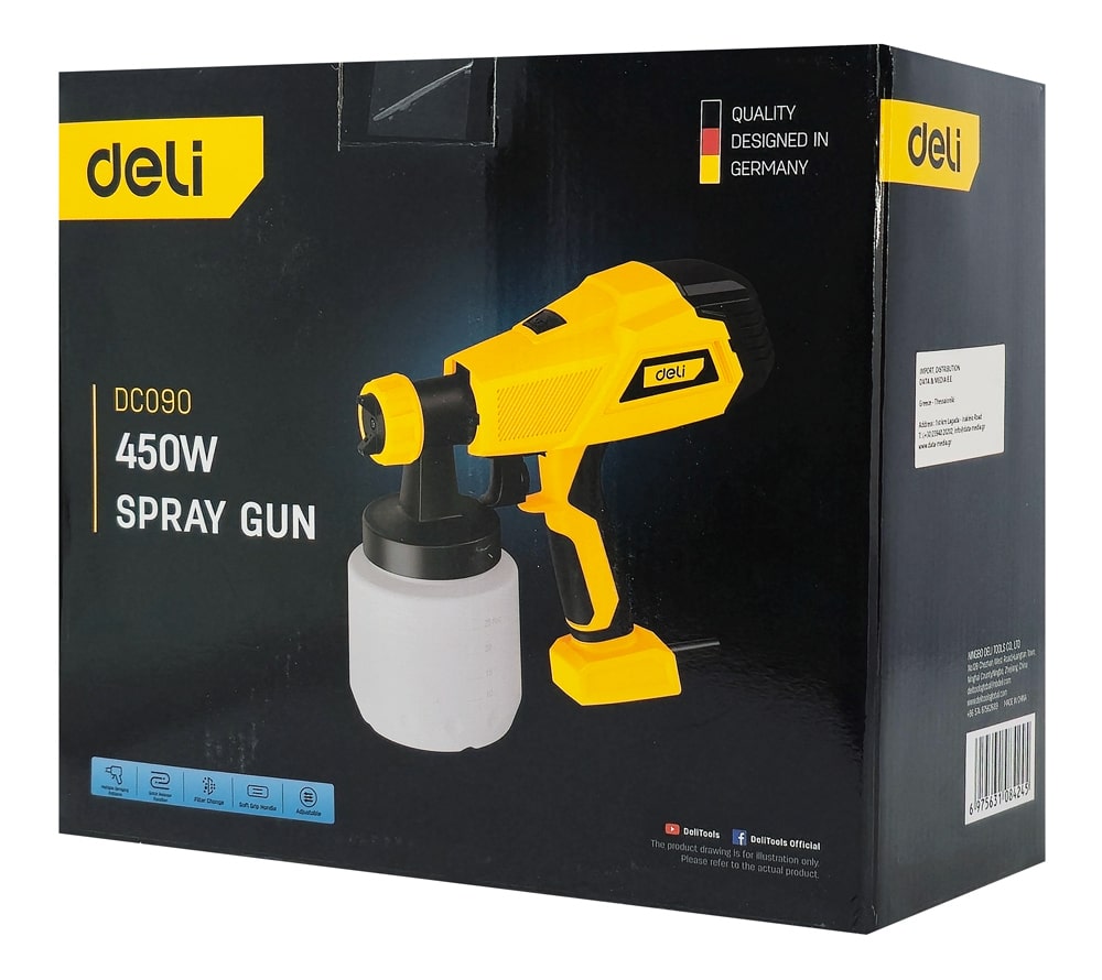 DELI ηλεκτρικό πιστόλι βαφής DC090 με δοχείο 800ml, 450W - Image 5