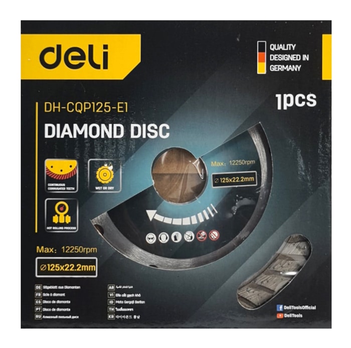 DELI δίσκος κοπής διαμαντέ DH-CQP125-E1, δομικών υλικών, 125mm, 12250rpm - Image 2
