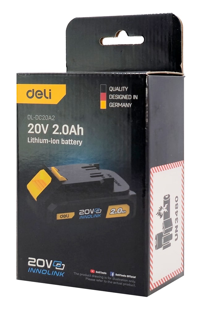 DELI μπαταρία λιθίου για εργαλεία μπαταρίας DL-DC20A2, 20V 2Ah - Image 4