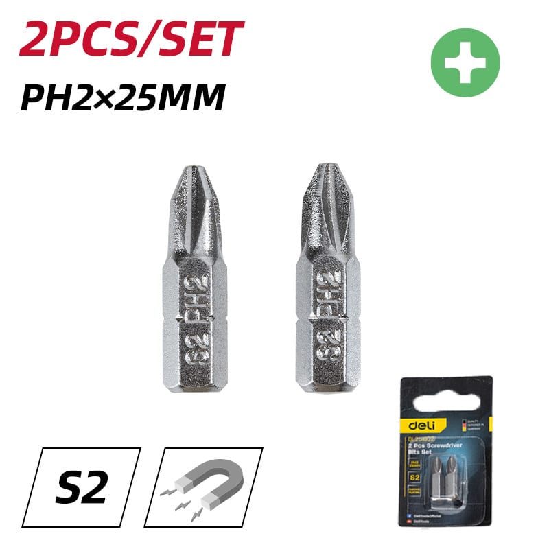 DELI σετ μύτες κατσαβιδιού DL251002, μαγνητικές, PH2x25mm, 2τμχ - Image 2