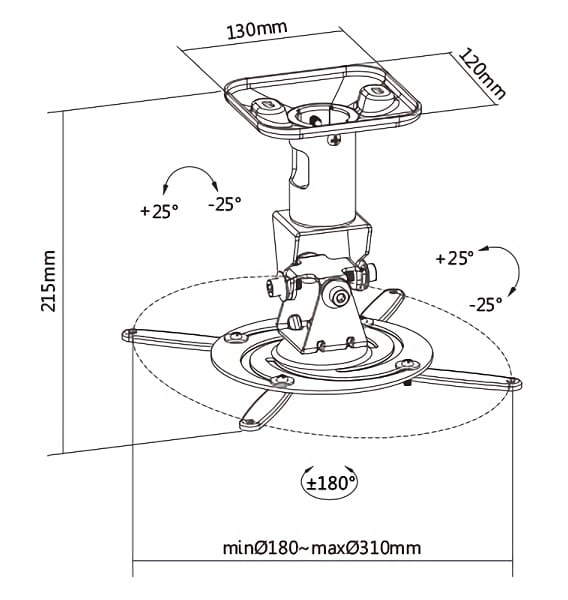 BRATECK Βάση για projectors EPB-2, οροφής, 360° περιστροφή, 15kg - Image 8